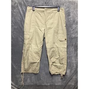Chaps Khaki Cargo Cropped Capris Womens 10 Utility Drawstring Ankle Summer Comfy